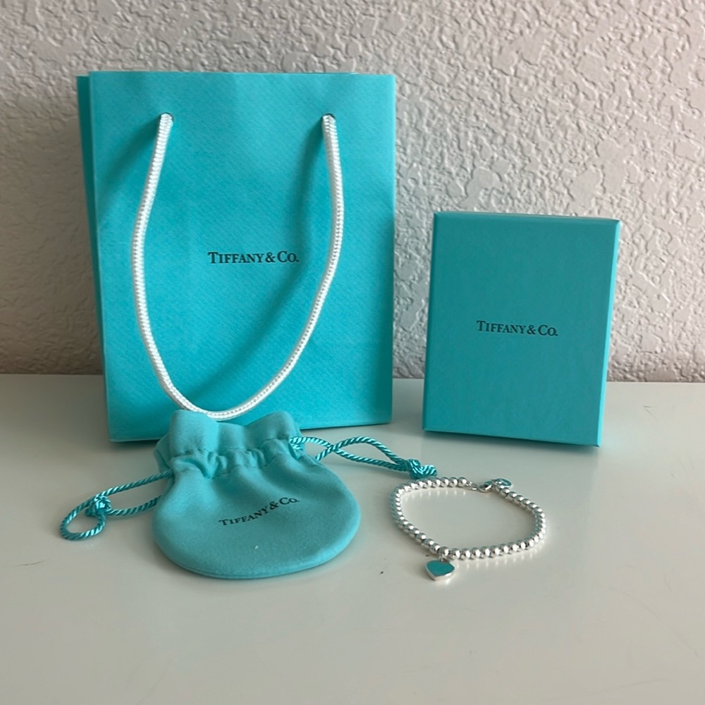 Tiffany and co brand new in box never worn diamond silver beaded bracelet.